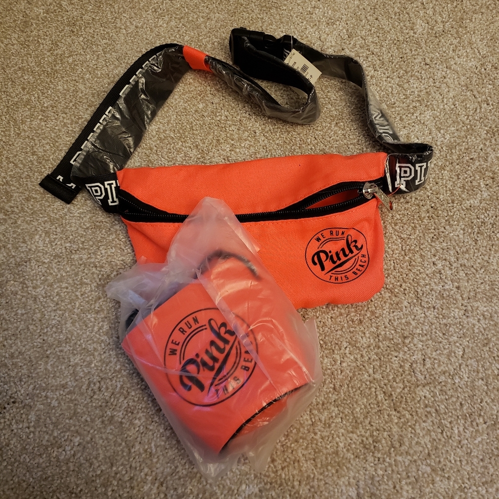 💕Victoria's secret PINK fanny pack & drink koozie